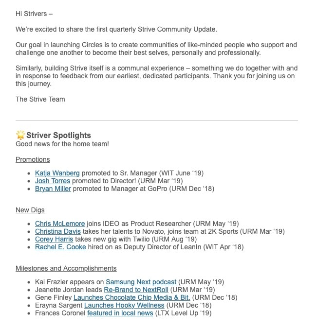 Strive Community Update - Spotlights