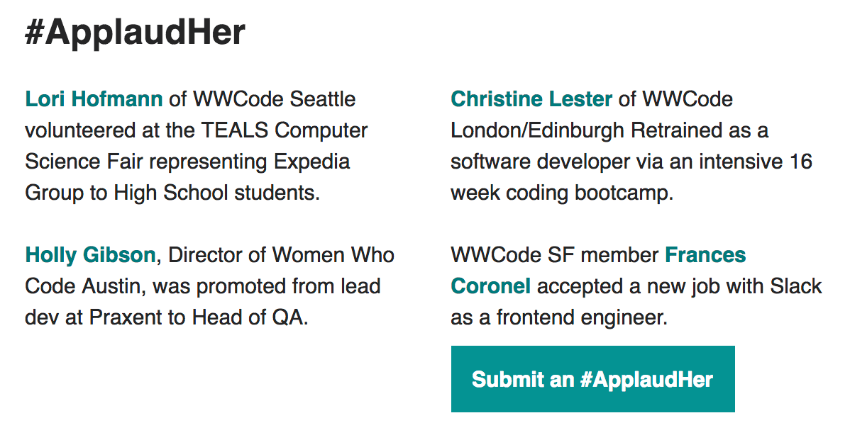 Women Who Code Newsletter - CODE Review