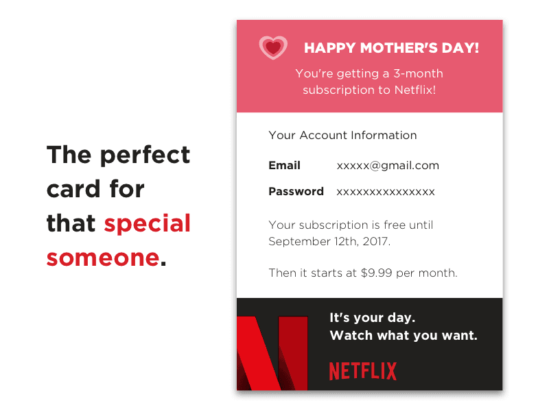Mother's Day Card - Netflix Subscription