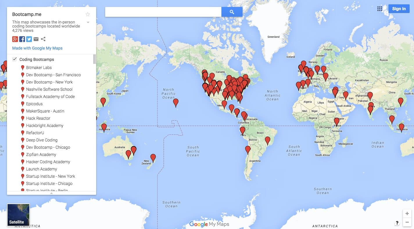 Map Of Coding Bootcamps